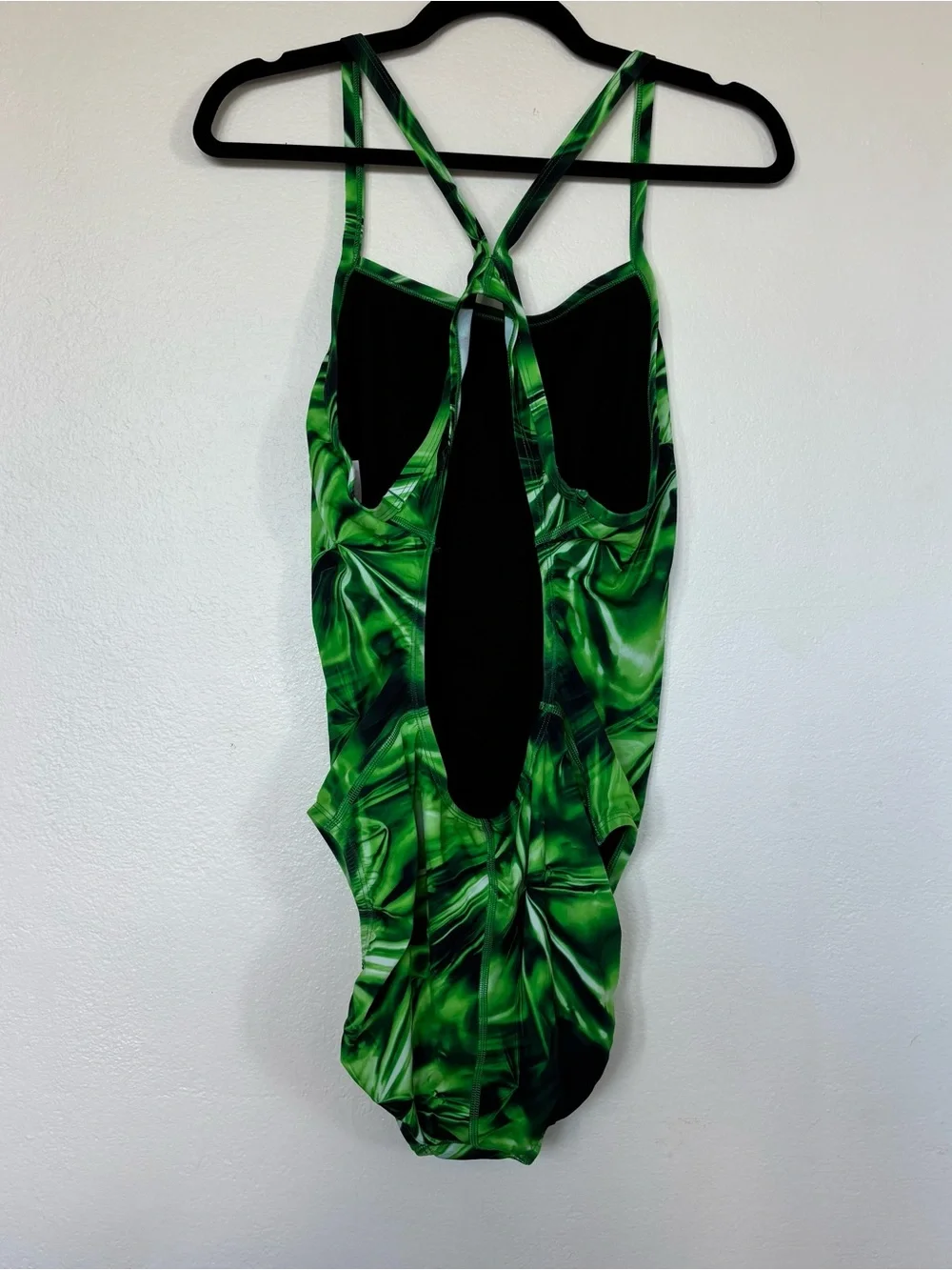 Nike Swim Green and Black Hydrastrong Swimwear One Piece Swimsuit abstract